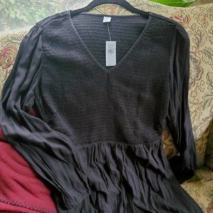Old Navy Smocked Black Midi Dress, size M